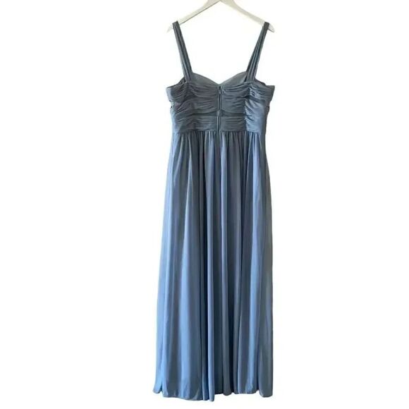 Birds Grey ELSYE DUSTY BLUE Mesh Maxi Women’s Bridesmaid  Gown SZ 2XL #1655 - Picture 7 of 16